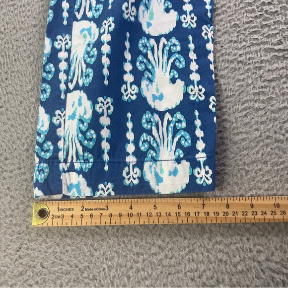 Lilly Pulitzer Pants Womens 10 Blue Jellyfish Beach Cocoanut Walk Cropped Preppy - Picture 6 of 10